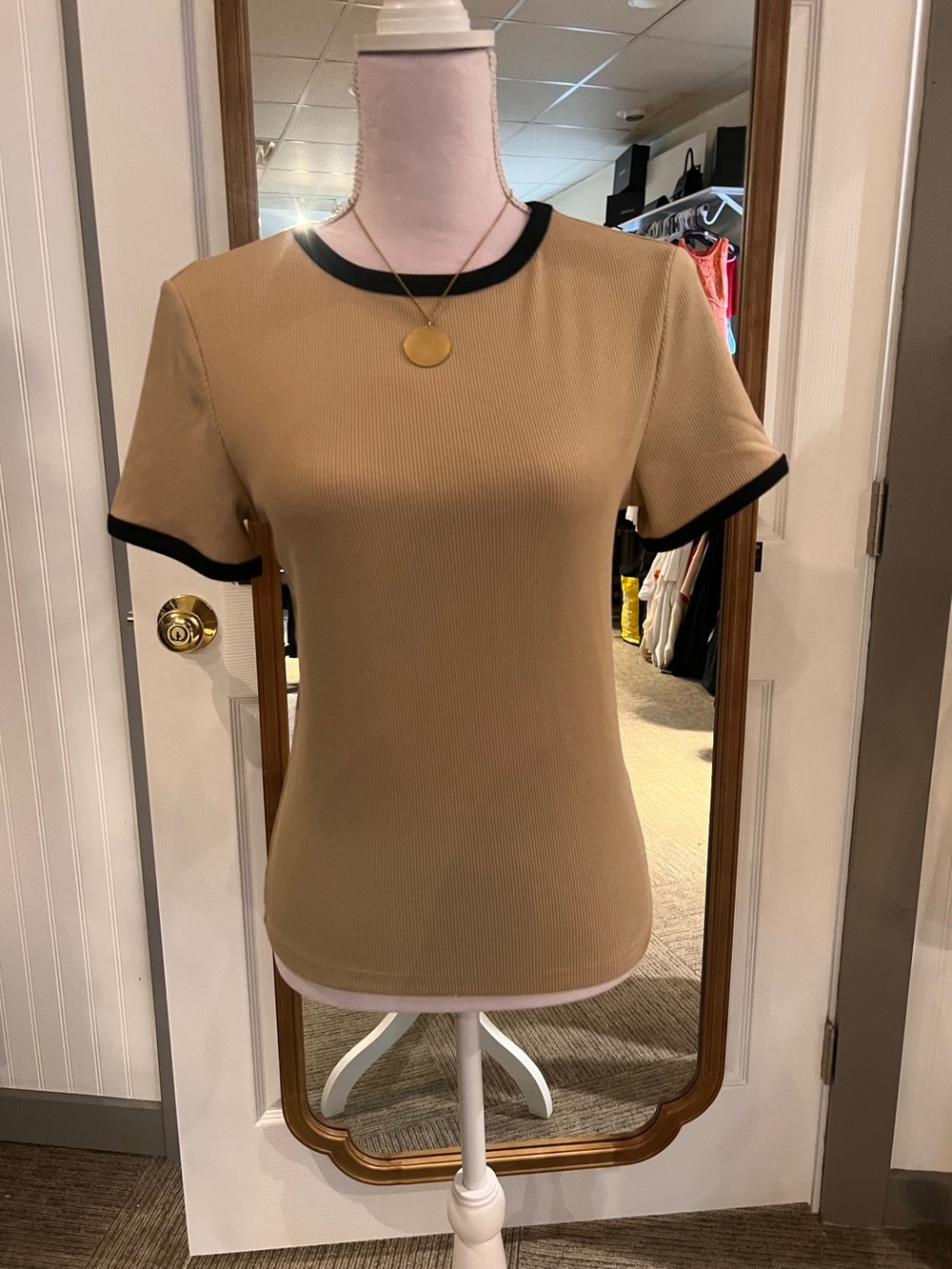VICI Beige Top with Black Trim